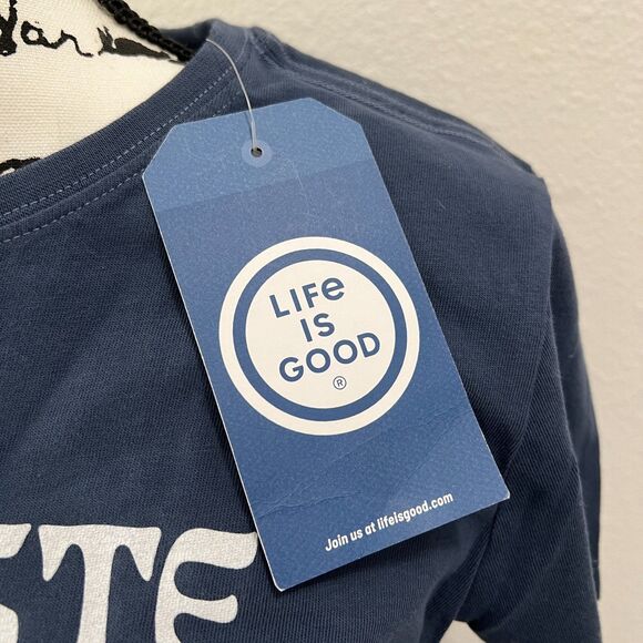NWT Life Is Good “Namaste Six Feet Away” (Small) Blue T-Shirt - Picture 5 of 9